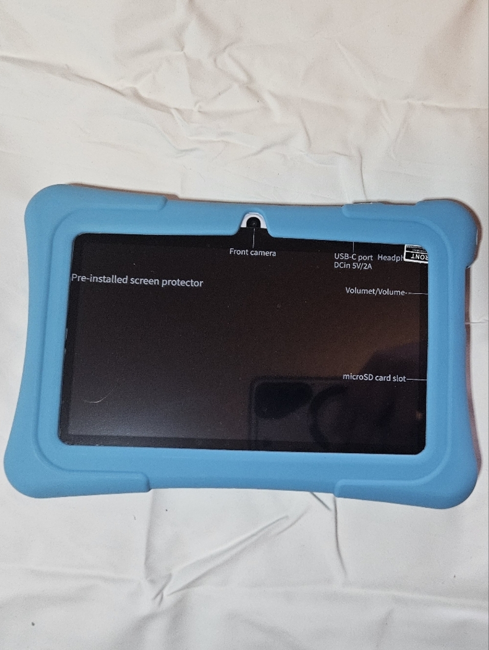 Kid-Friendly Blue Tablet with Protective Silicone Case